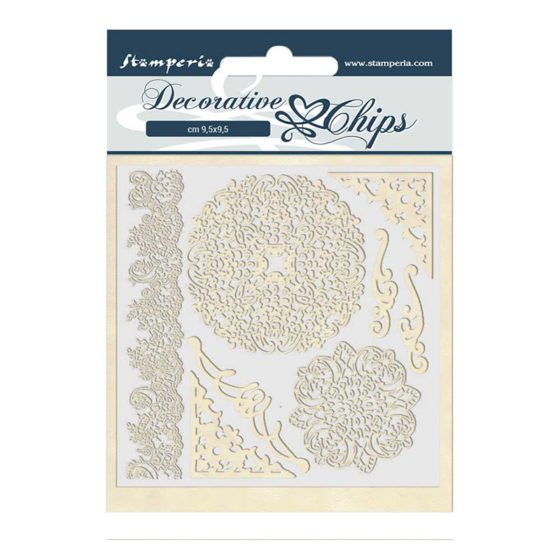 Stamperia 14 x 14 cm Decorative Chips Passion Laces and Corners