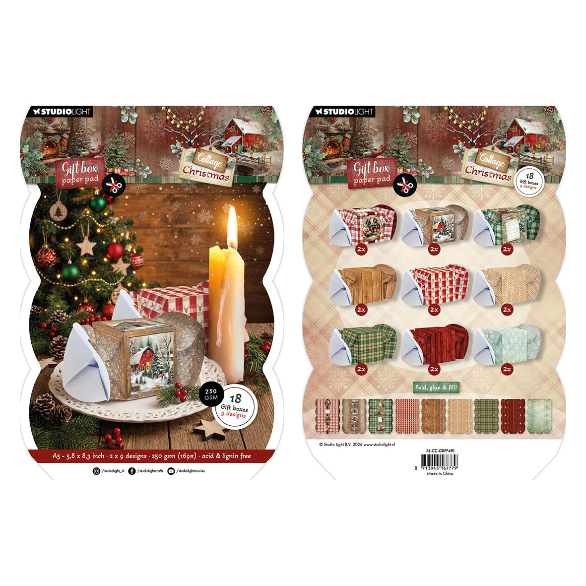 Studio Light Giftbox Paper Pad Christmas Cracker Cottage Christmas