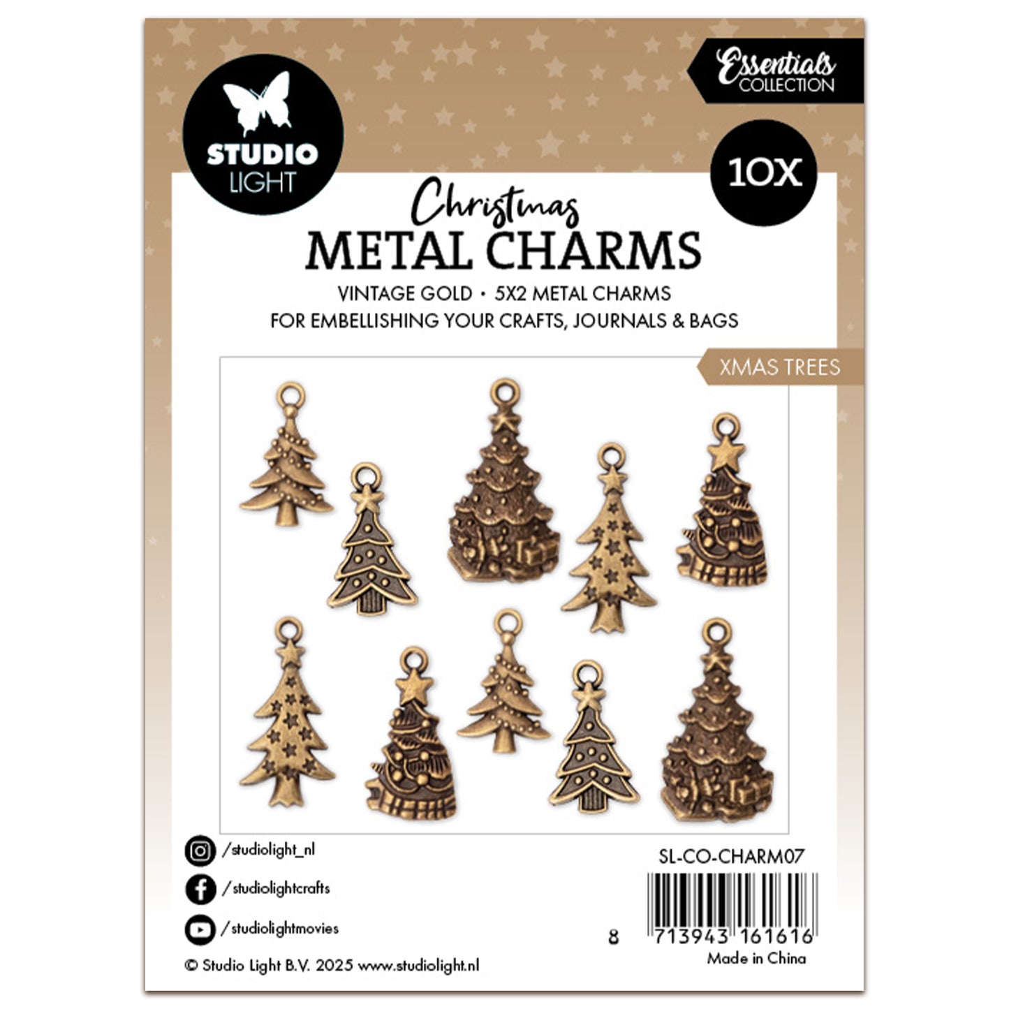 Studio Light Essentials Metal Charms Christmas Trees