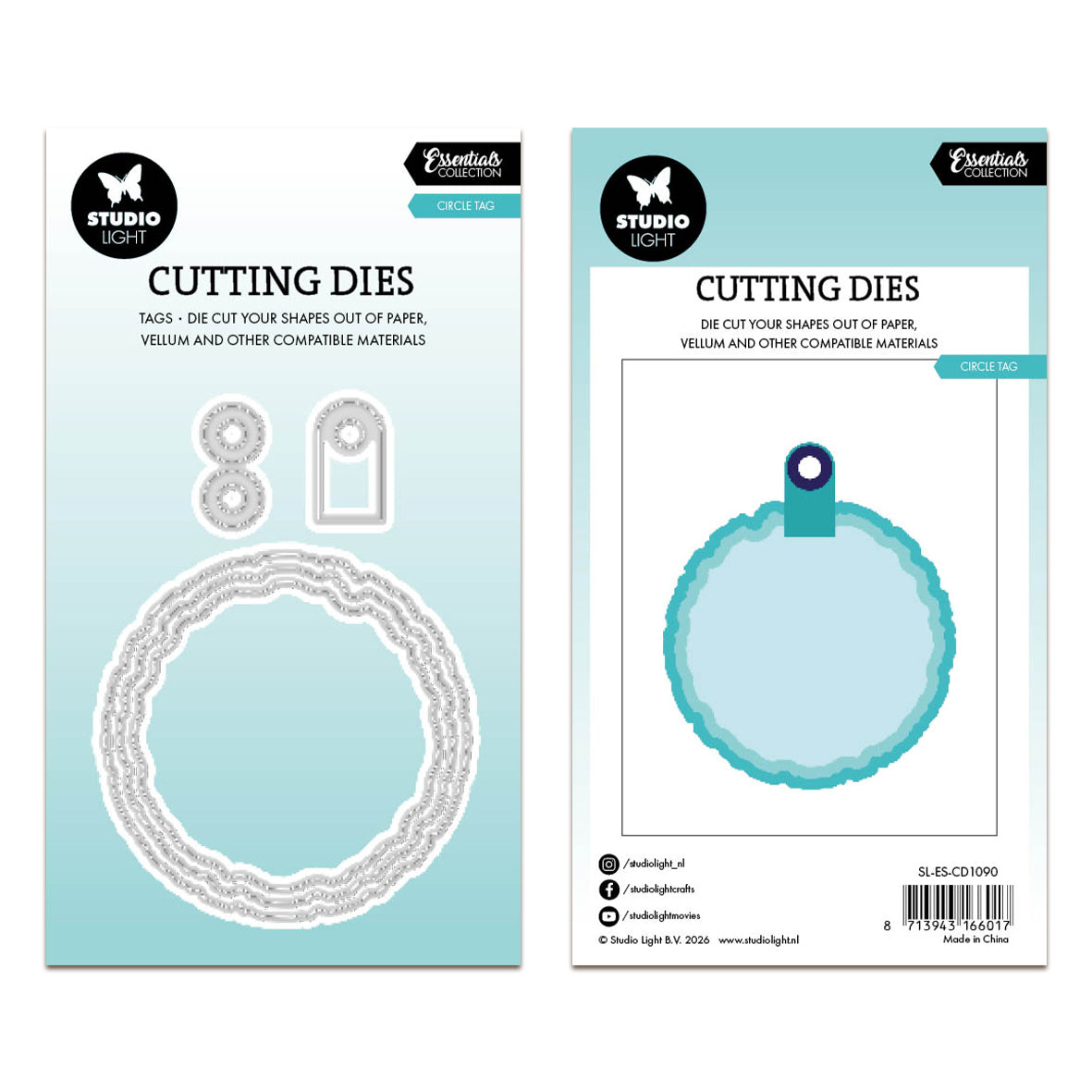 Studio Light Cutting Die Torn Edge Tag round Essentials