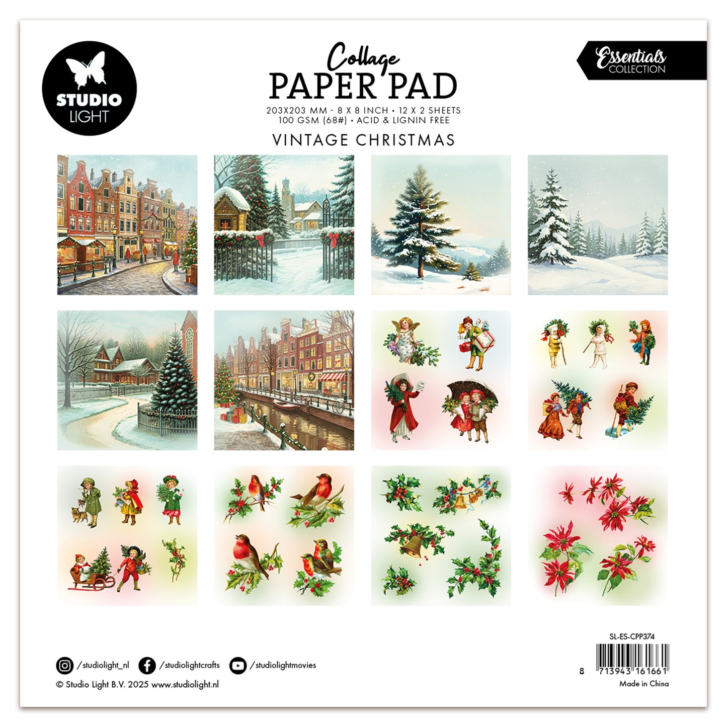 Studio Light Essentials Collage Paper Pad Vintage Christmas