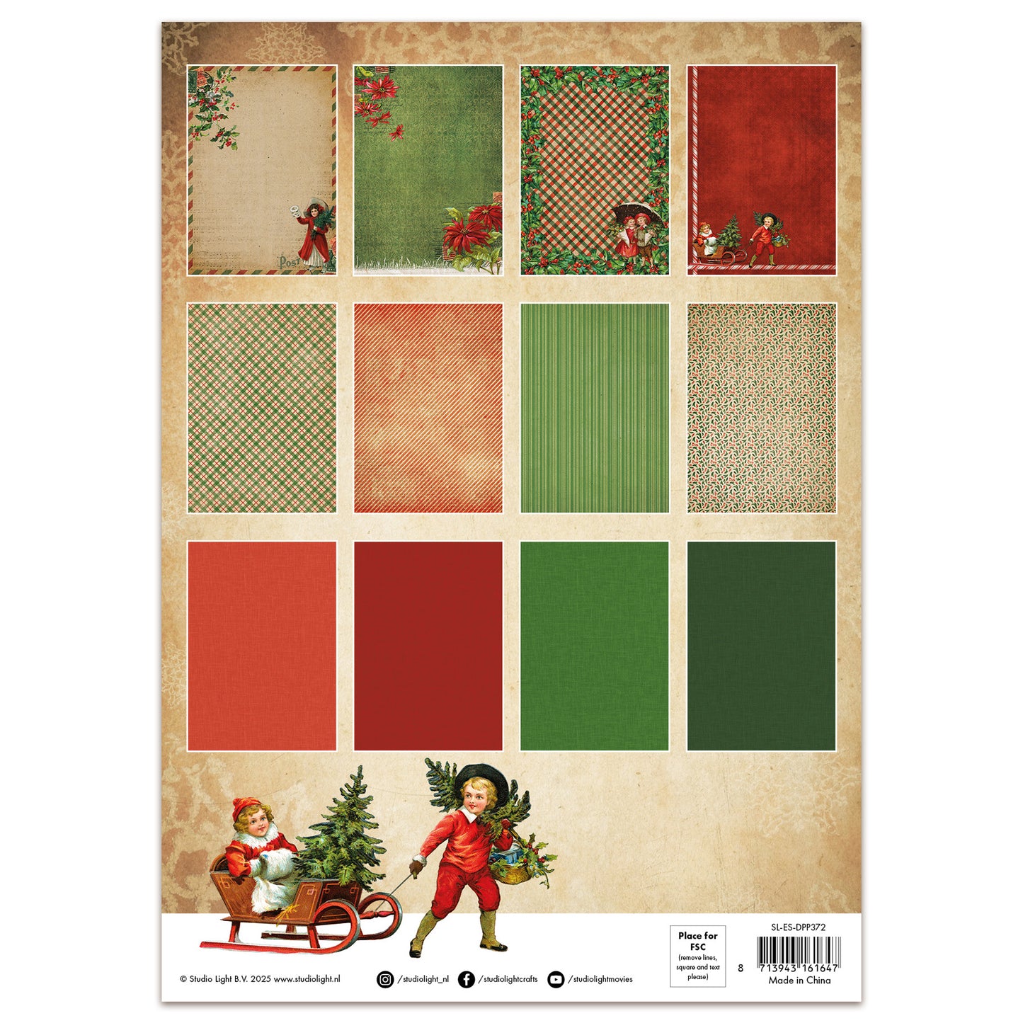 Studio Light Essentials Designer Paper Pad Vintage Christmas