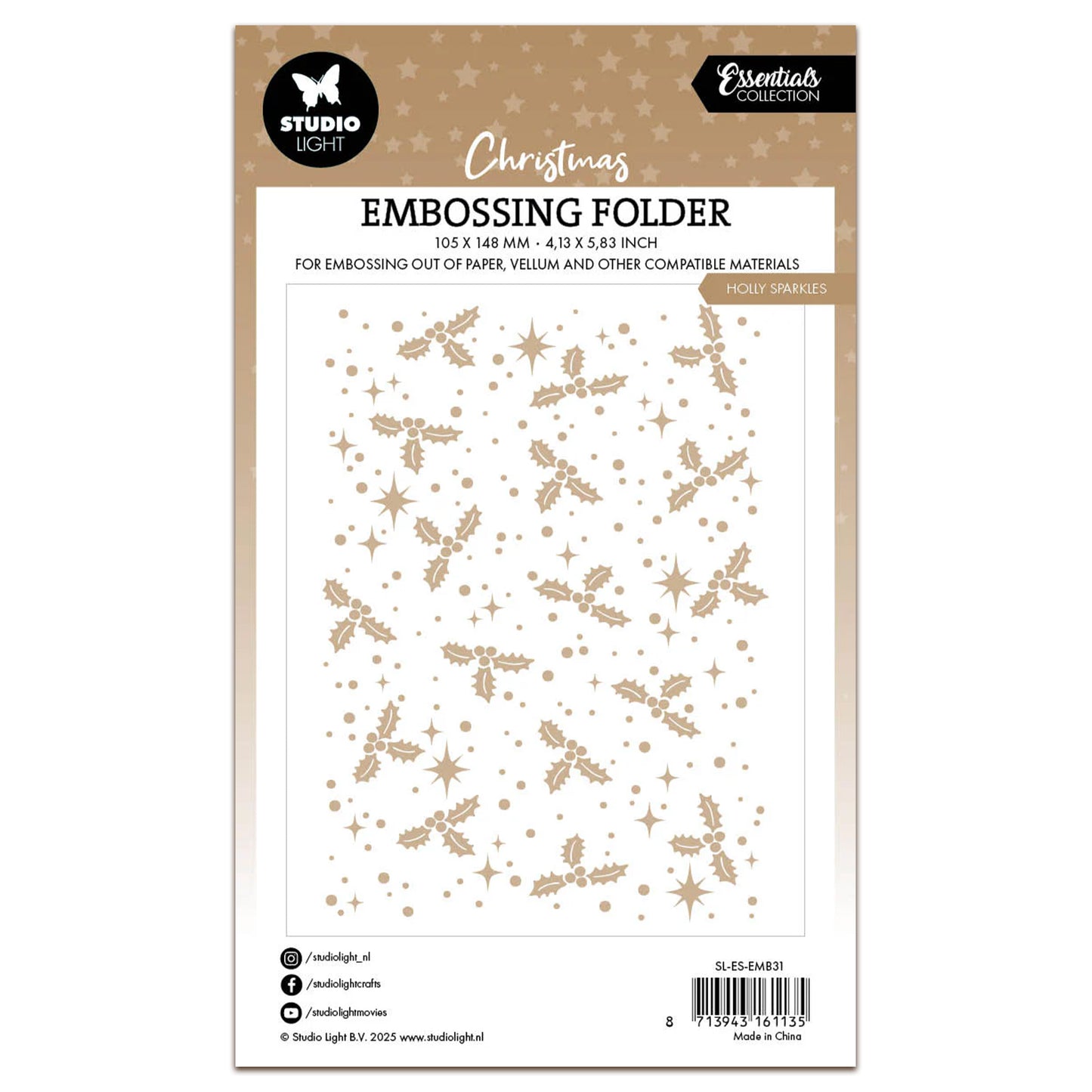 Studio Light Essentials Embossing Folder Holly Sparkles