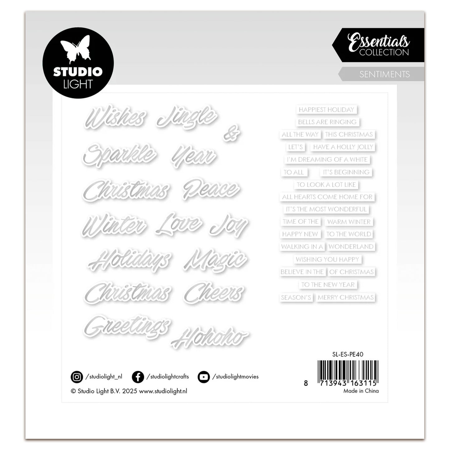 Studio Light Essentials Paper Elements Silver Sentiments Trendy