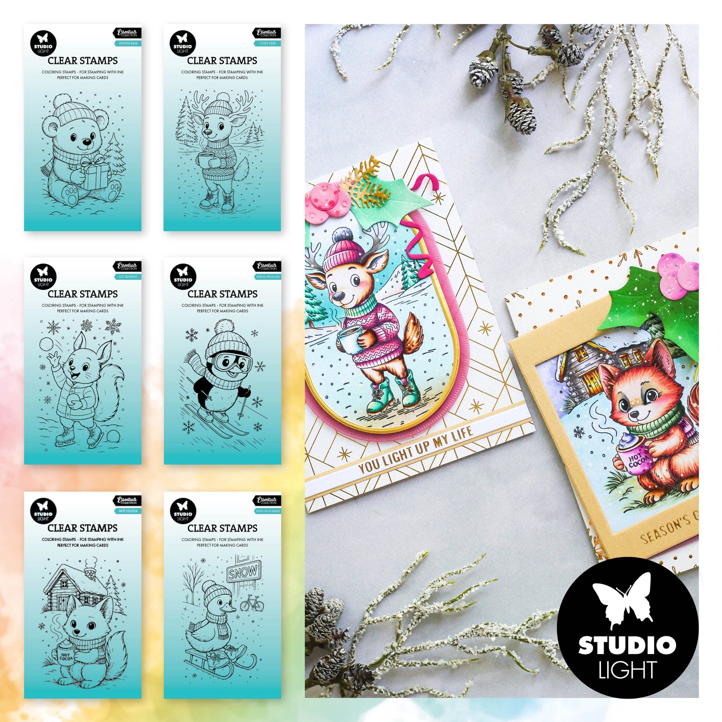 Studio Light Essentials Festive Friends Clear Stamp Bundle