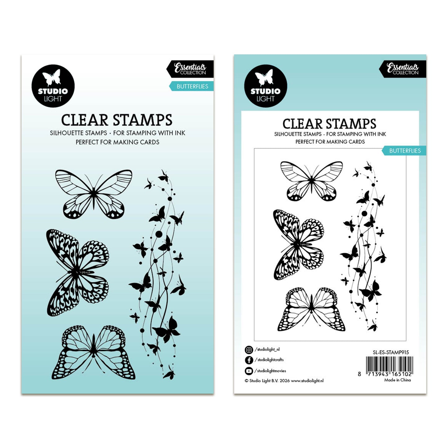 Studio Light Essentials Clear Stamp Butterflies Essentials 62x93x3mm 4 Pieces