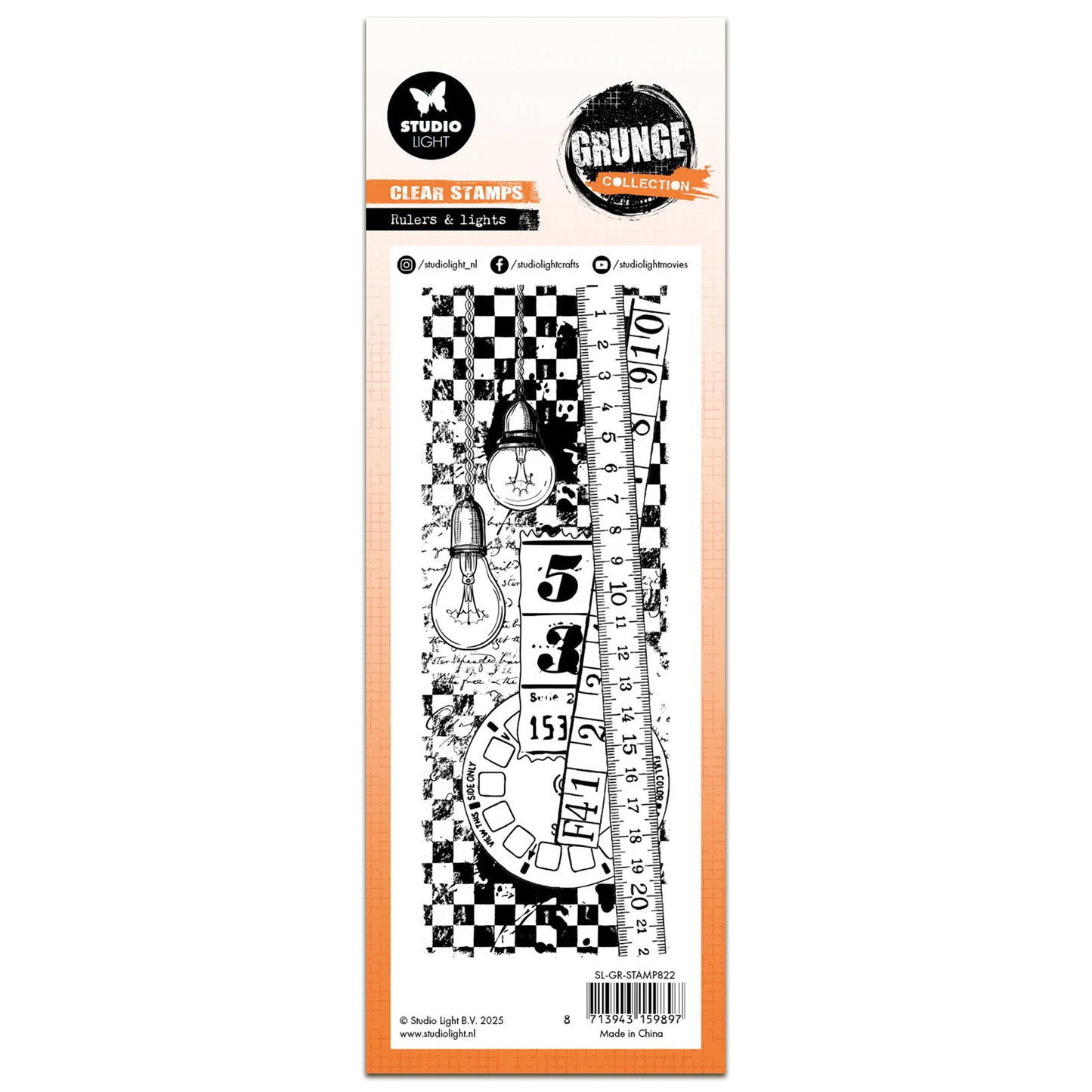 Studio Light Grunge Clear Stamp - Rulers & Lights - Nr.822