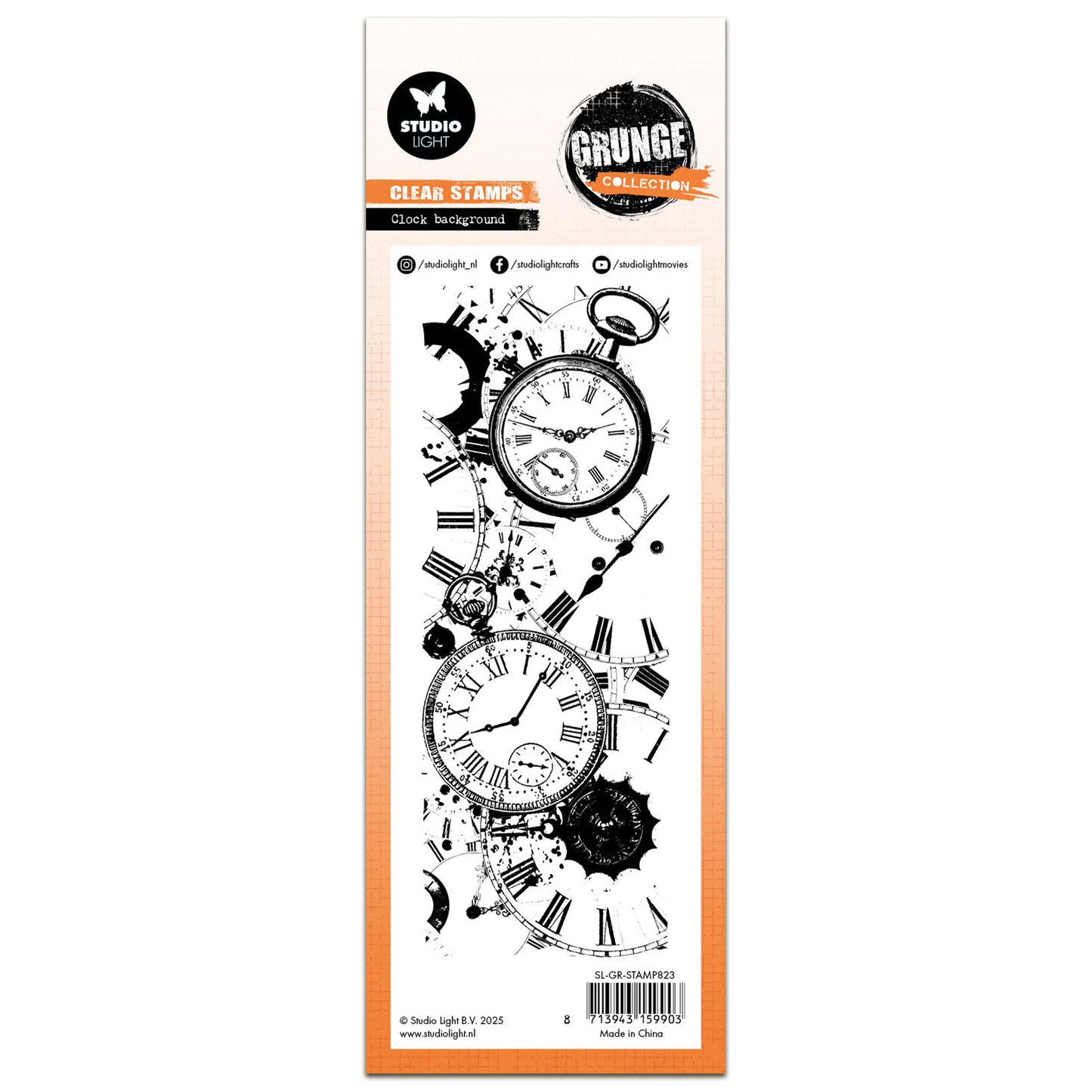 Studio Light Grunge Clear Stamp - Clock Background - Nr.823