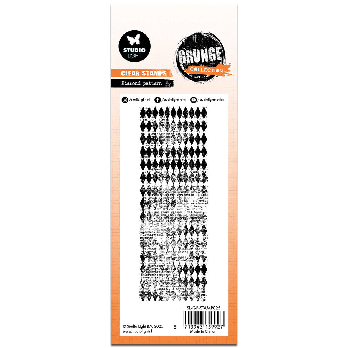 Studio Light Grunge Clear Stamp - Diamond Pattern - Nr.825
