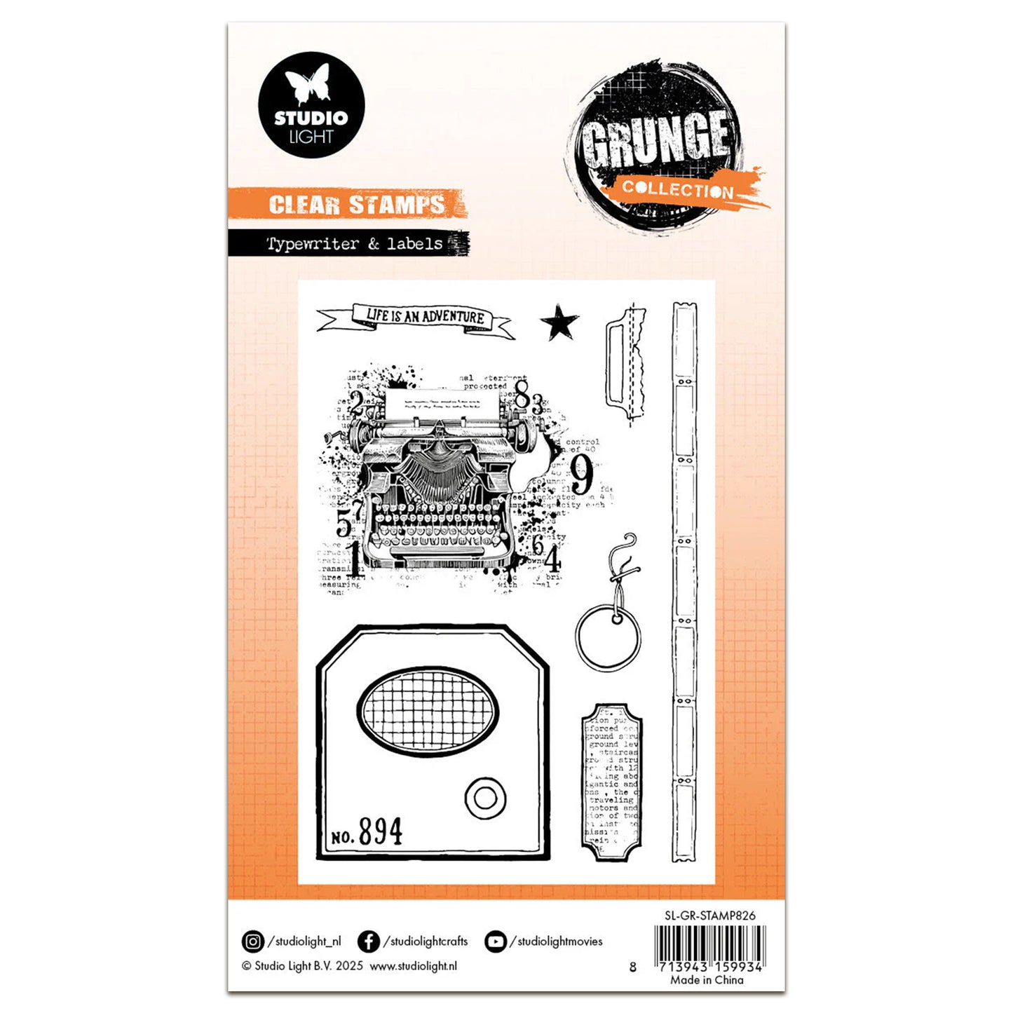 Studio Light Grunge Clear Stamp - Typewriter & Labels - Nr.826