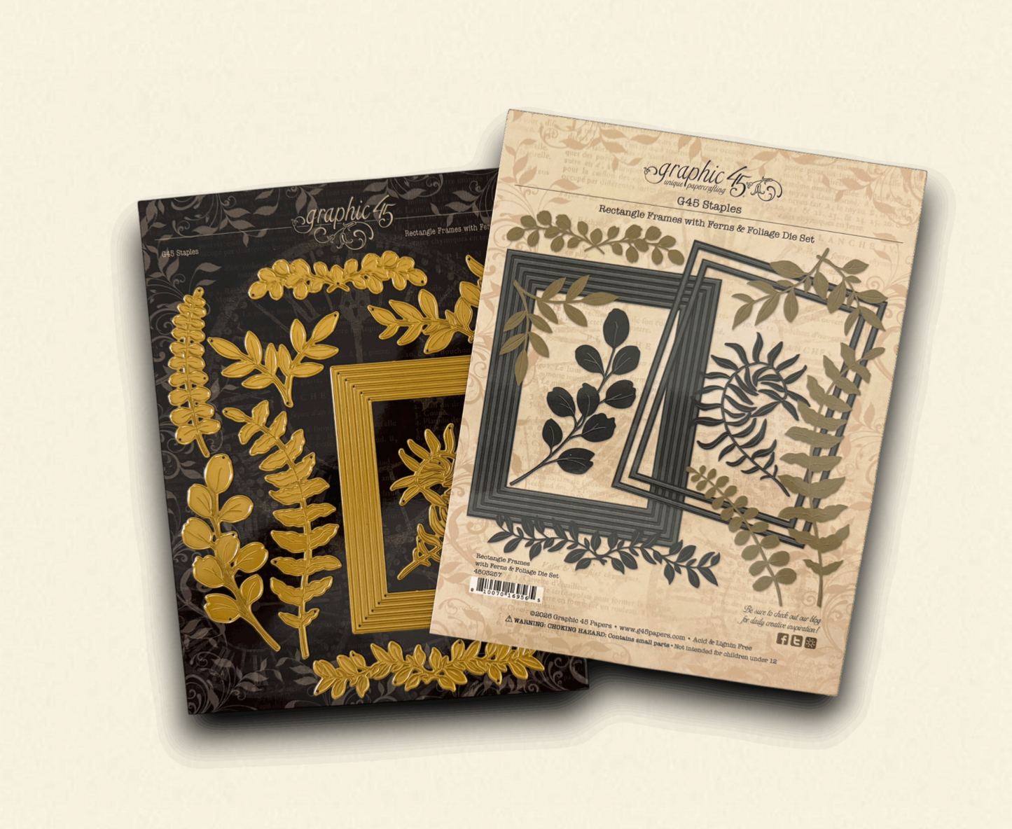 Graphic 45 Rectangle Frames with Ferns & Foliage Die Set
