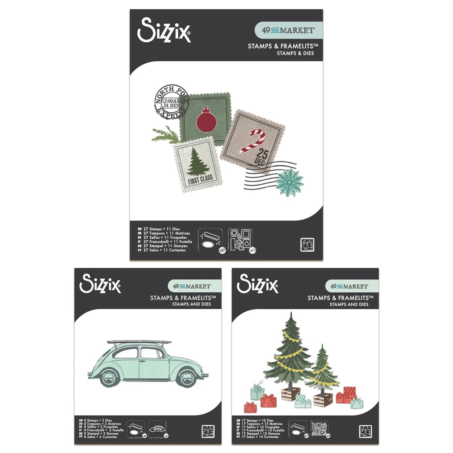 Sizzix Clear Stamp & Framelits Bundle 1 by 49 and Market