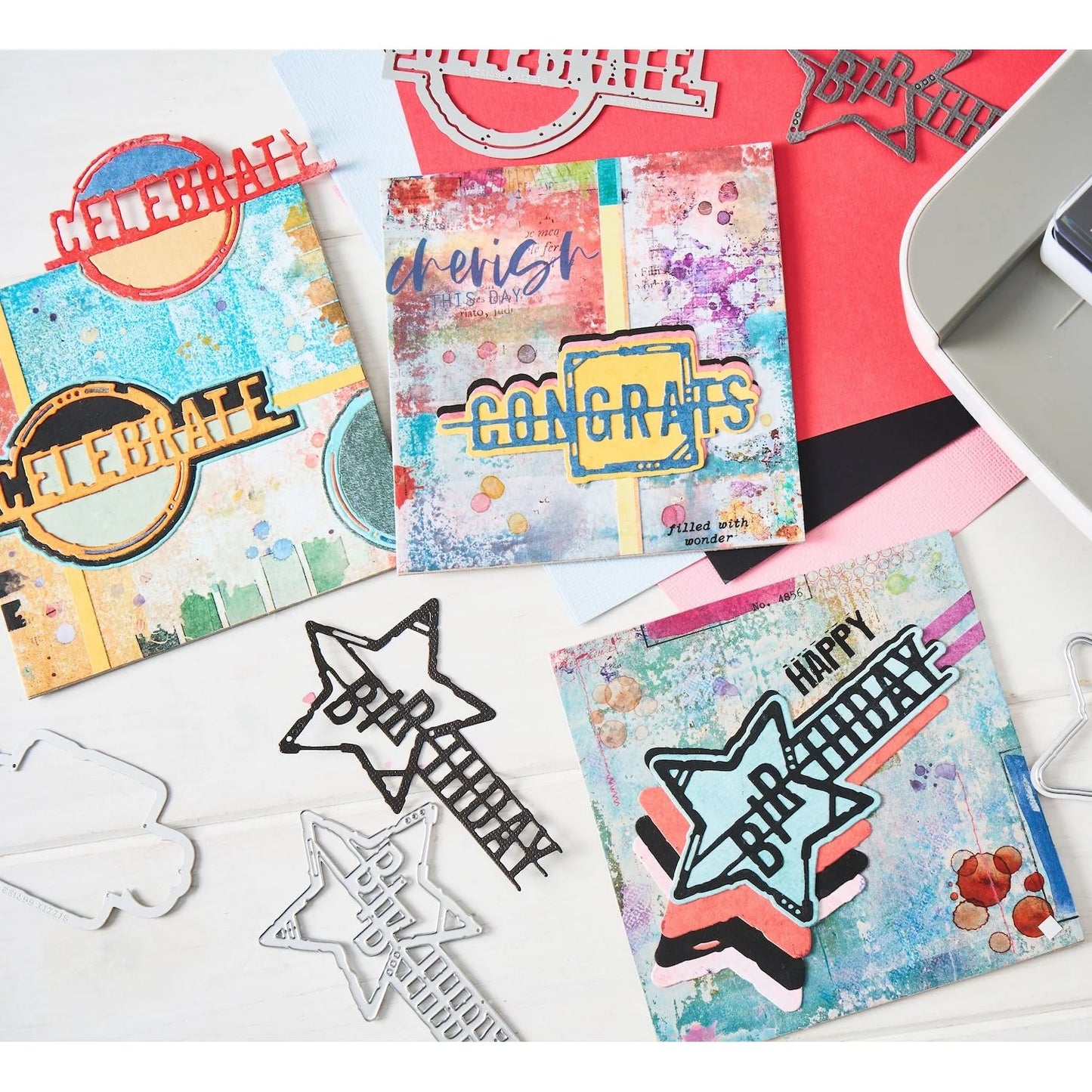Sizzix Thinlits Die Set 6PK - Word Wafers Birthday by Seth Apter