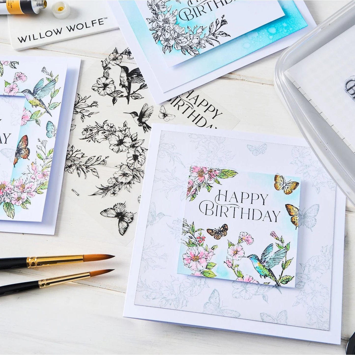 Sizzix Clear Stamp Set 10PK - Birthday Blooms by Willow Wolfe