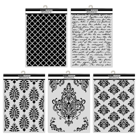 Stamperia Art Stories A3 Big Stencil Selection (5pcs)
