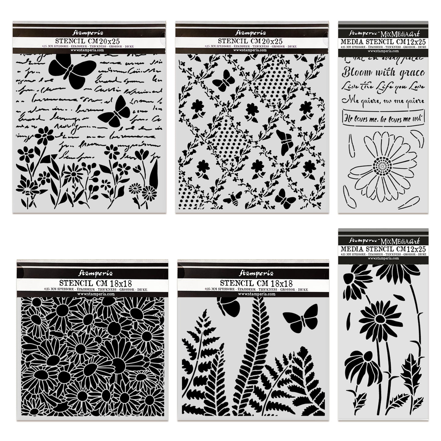 Stamperia Daisy Art Thick Stencil bundle