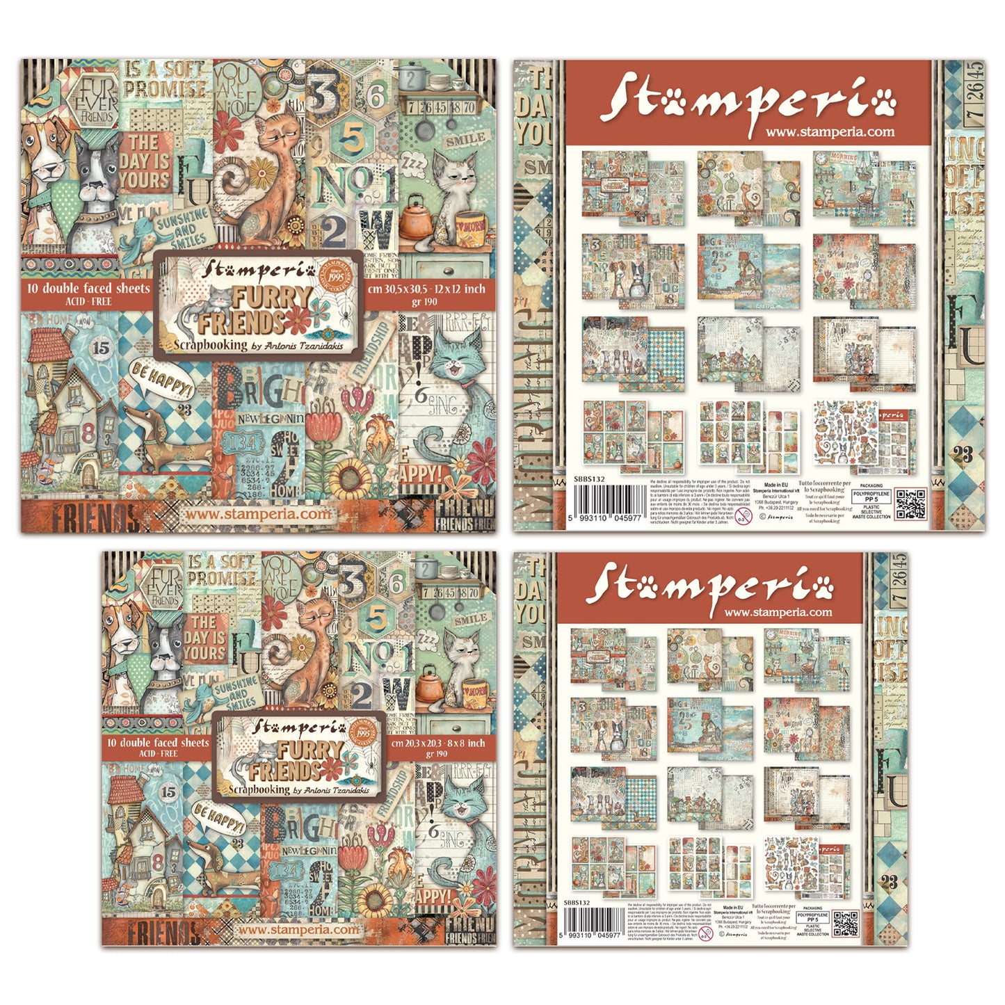 Stamperia Furry Friends 12x12" & 8x8" Paper Pack Bundle