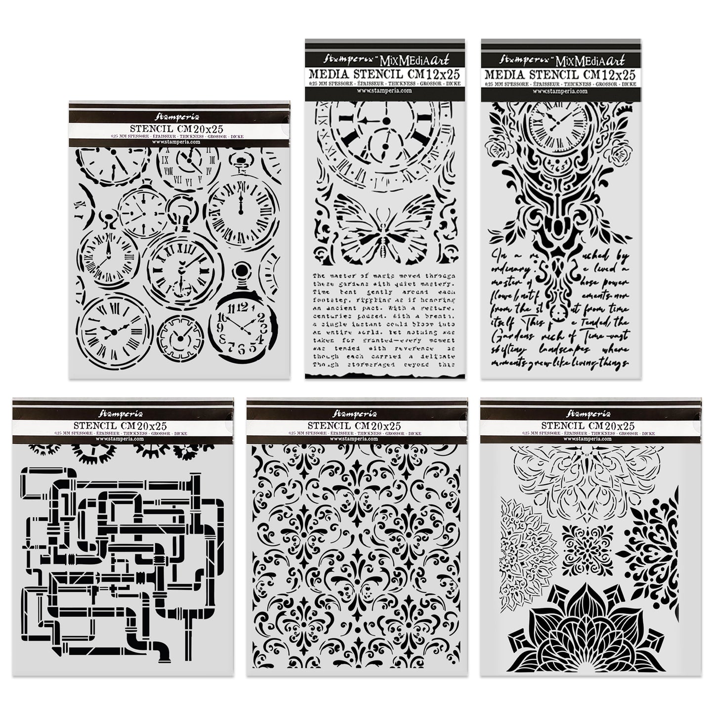 Stamperia Gardens of Time Thick Stencil Bundle