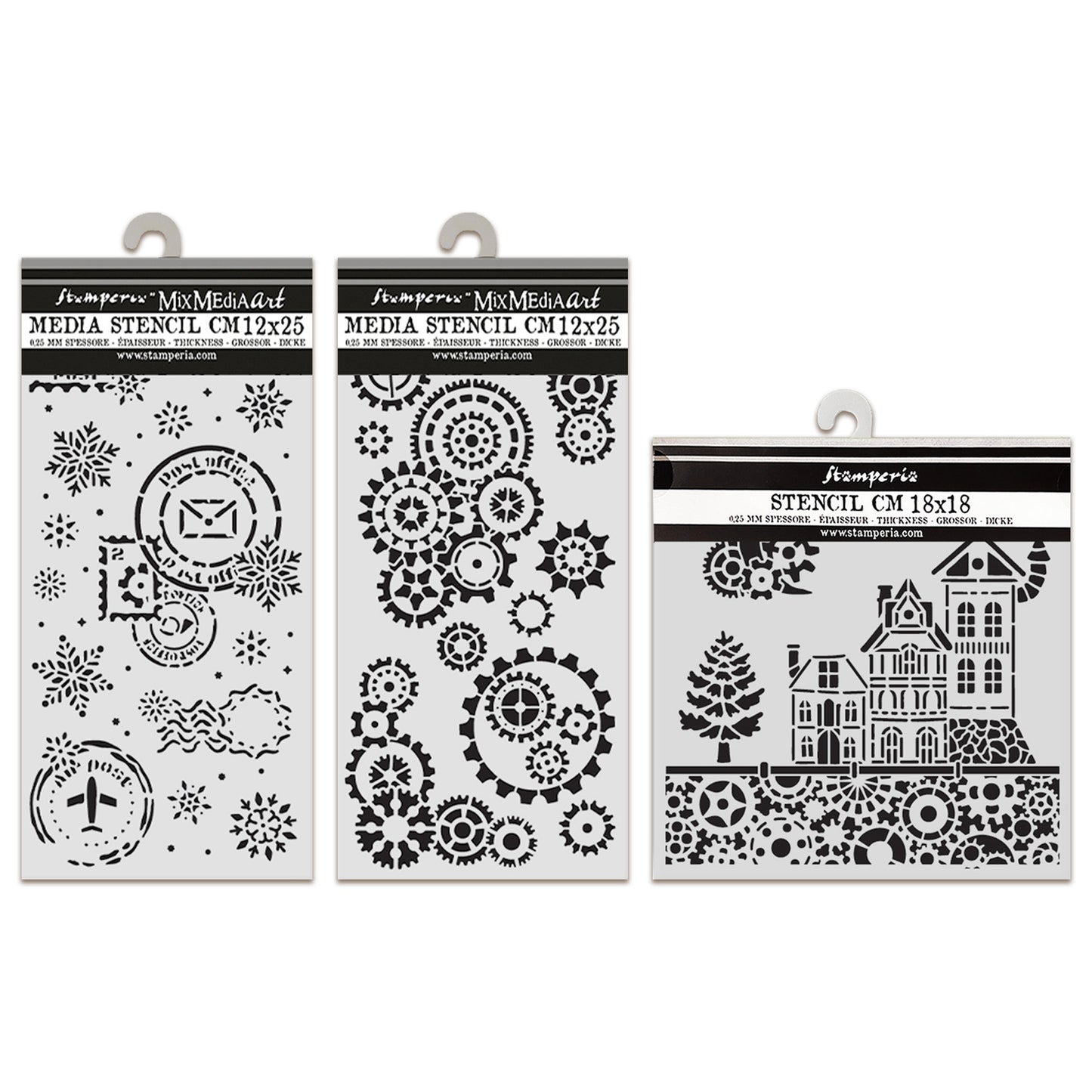 Stamperia Gear up for Christmas Thick Stencil Bundle