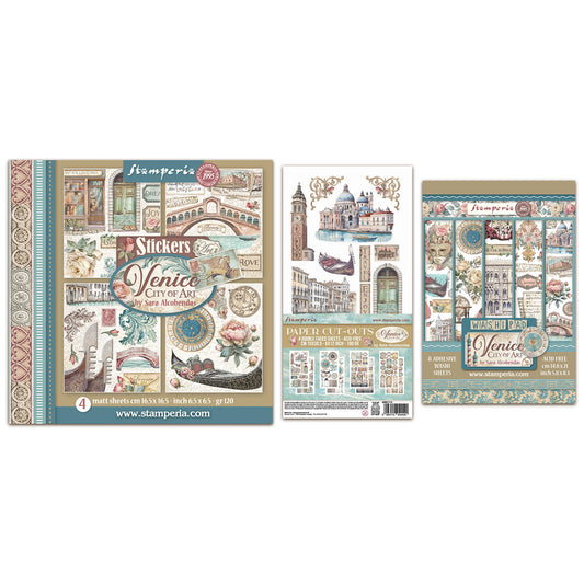 Stamperia Venice City of Art Washi, Stickers & Paper Cut Outs Bundle