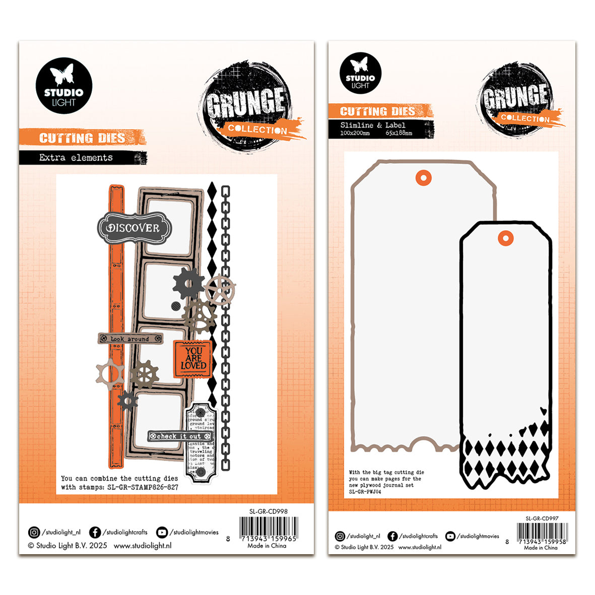 Studio Light Grunge Cutting Dies - Tag Shapes & Extra Elements