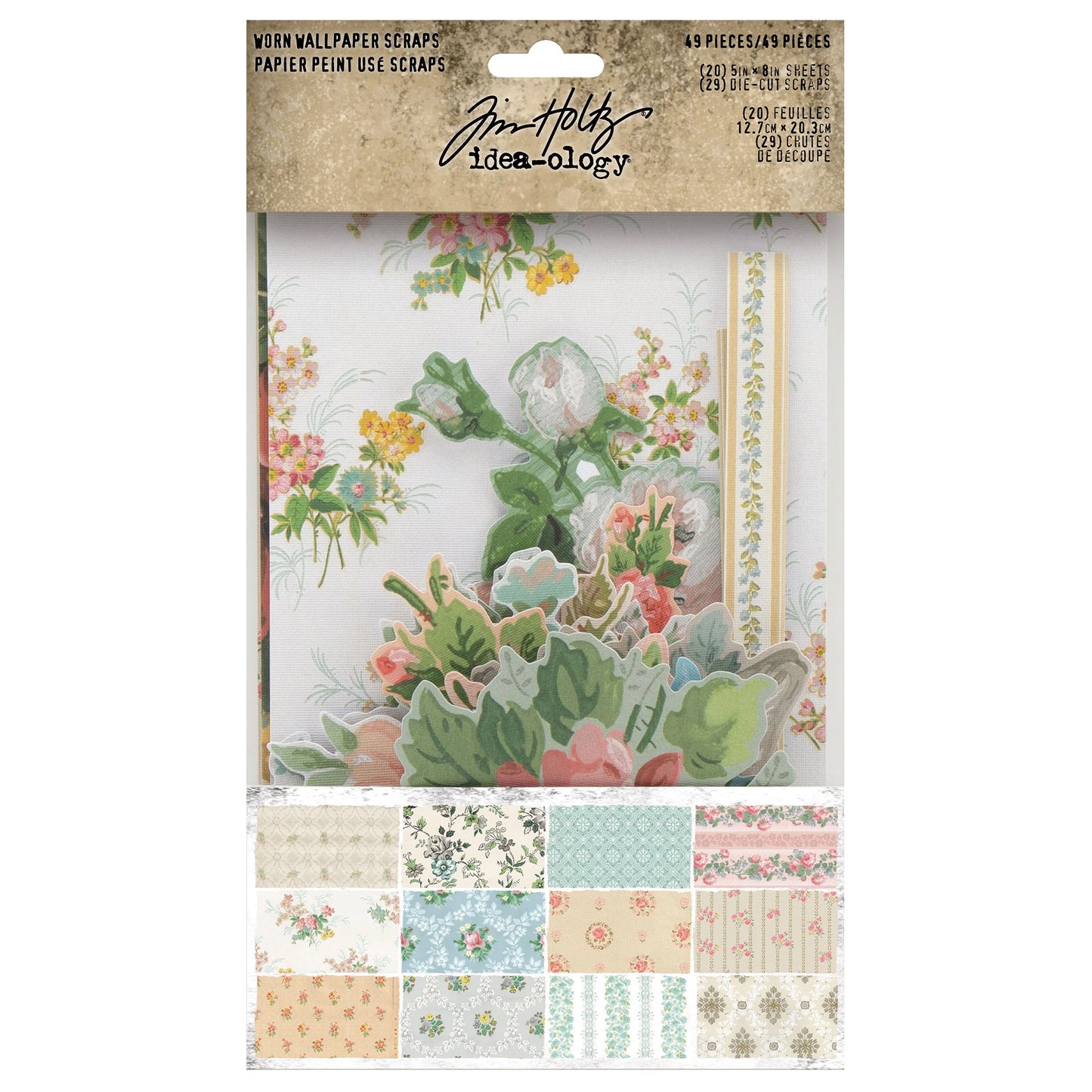 Idea-ology Tim Holtz Worn Wallpaper Scraps - 49 Pcs