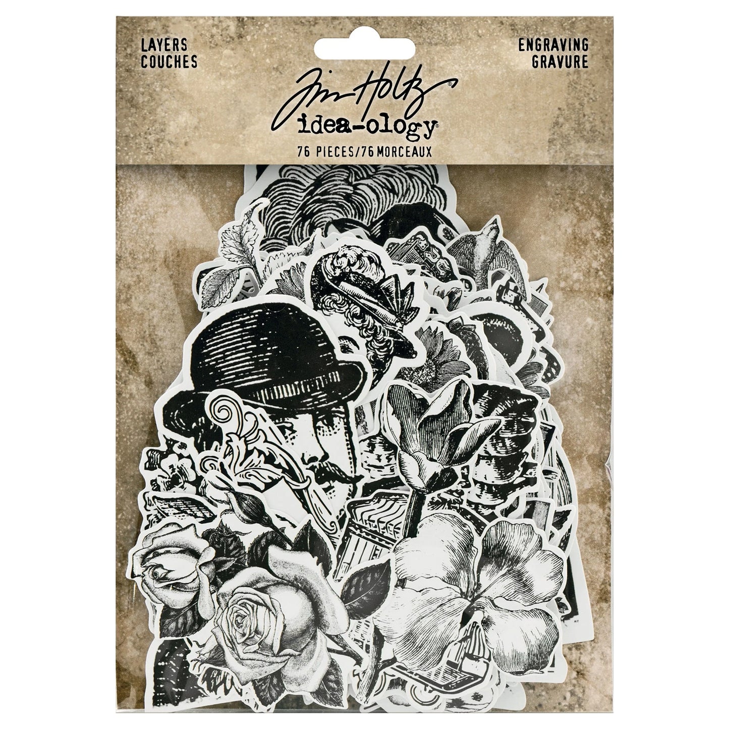 Idea-ology Tim Holtz Layers Die-Cuts 76 Pcs - Engraving