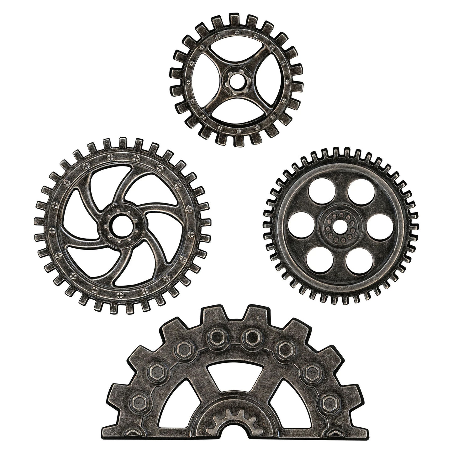 Idea-ology Tim Holtz Metal Industrial Gears 1.5" To 3" 4 Pcs - Antique Nickel
