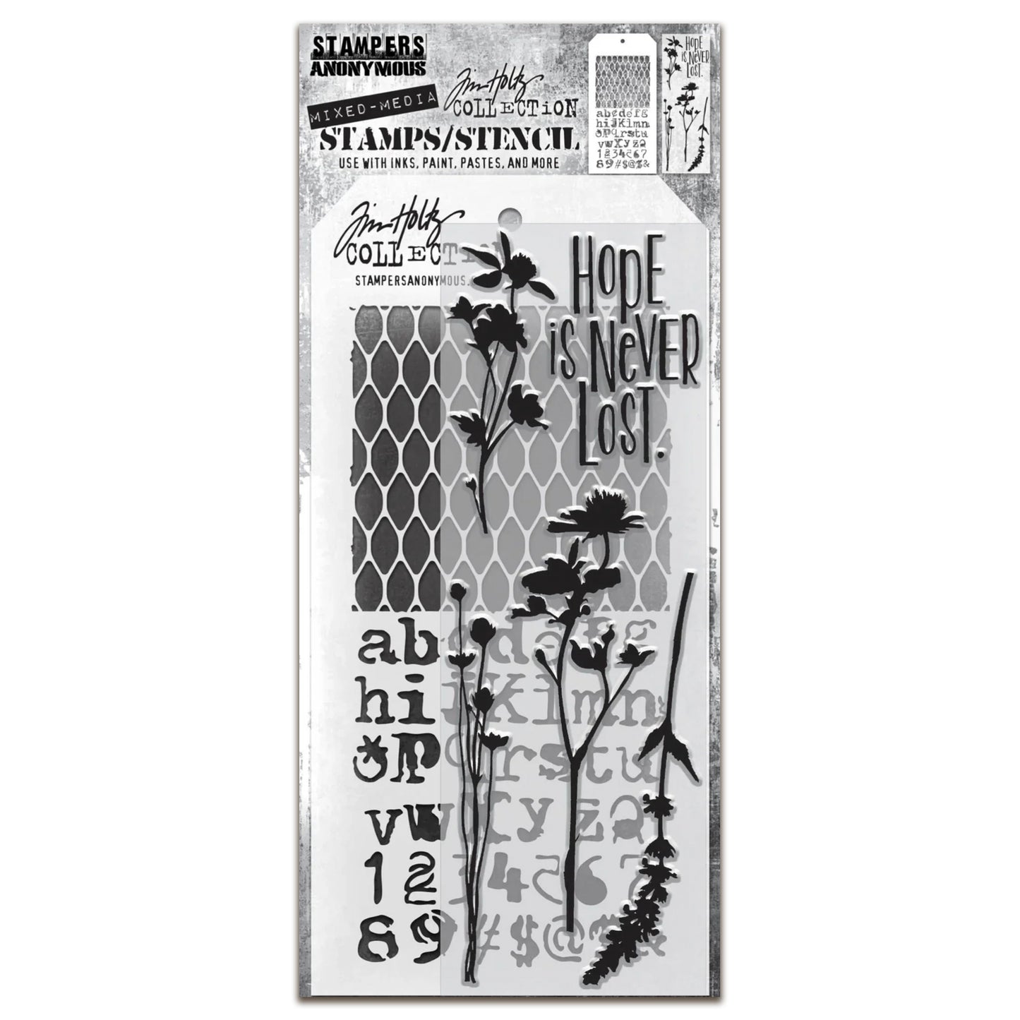 Stampers Anonymous Mixed Media #21 Tim Holtz Clear Stamp and Stencil