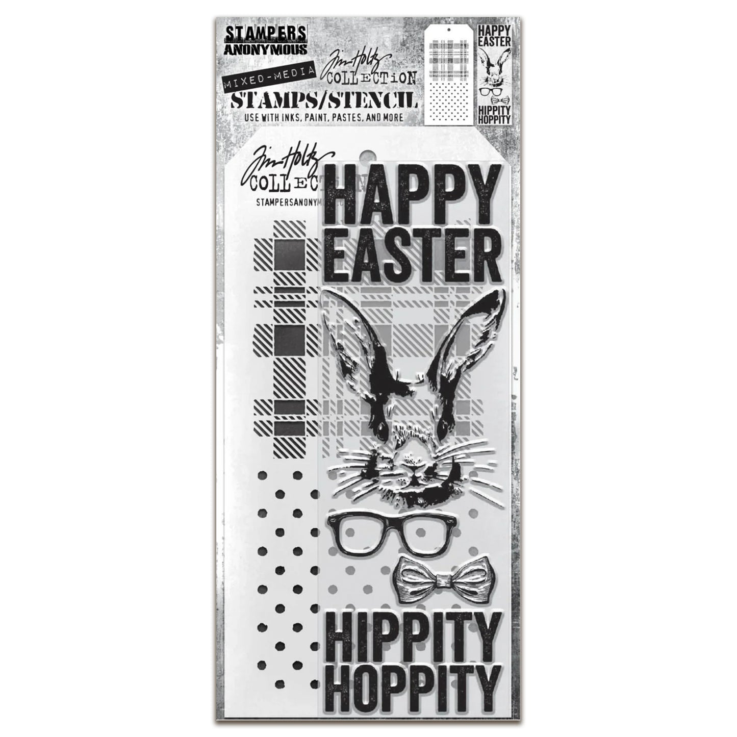 Stampers Anonymous Hipster Bunny Tim Holtz Clear Stamp and Stencil