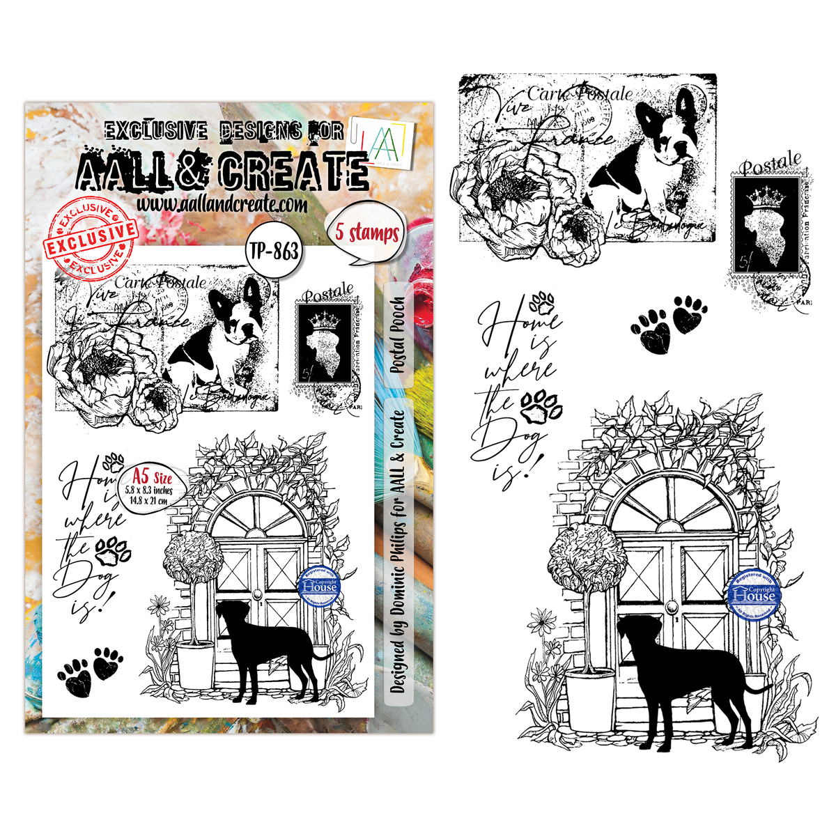 TP-863 - A5 Clear Stamp Set - Postal Pooch