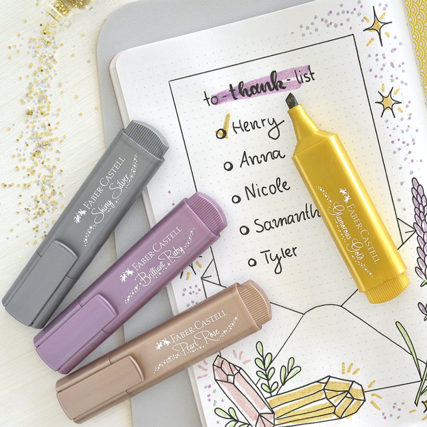 Faber Castell Text Marker 46 Sparkling Effect (4pcs)