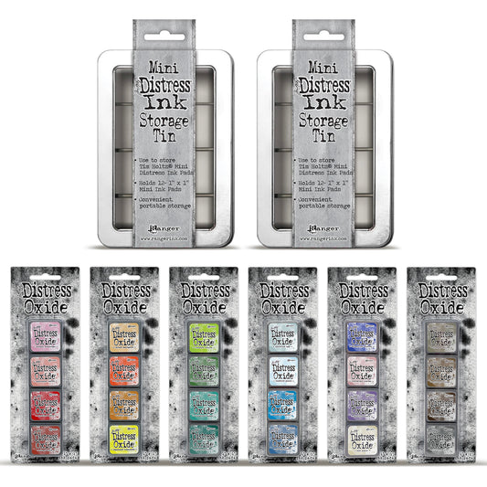 Ranger Tim Holtz Distress® Mini Oxide Ink Pads Kits 7-12 with 2 Storage Tins