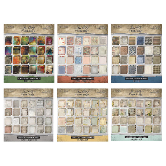 Tim Holtz Idea-ology Vault 12x12 Inch Paper Stash Bundle