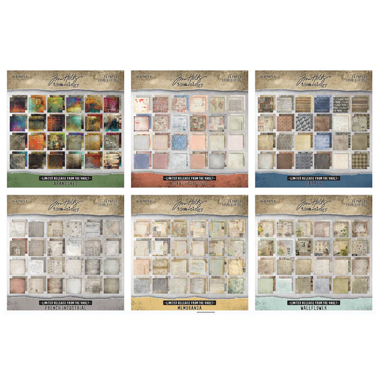 Tim Holtz Idea-ology Vault 8x8 Inch Paper Stash Bundle