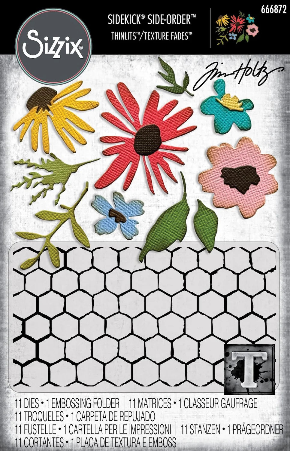 Tim Holtz Thinlits Die Set & - 2D Embossing Folder - Vault Side Order - Floristry