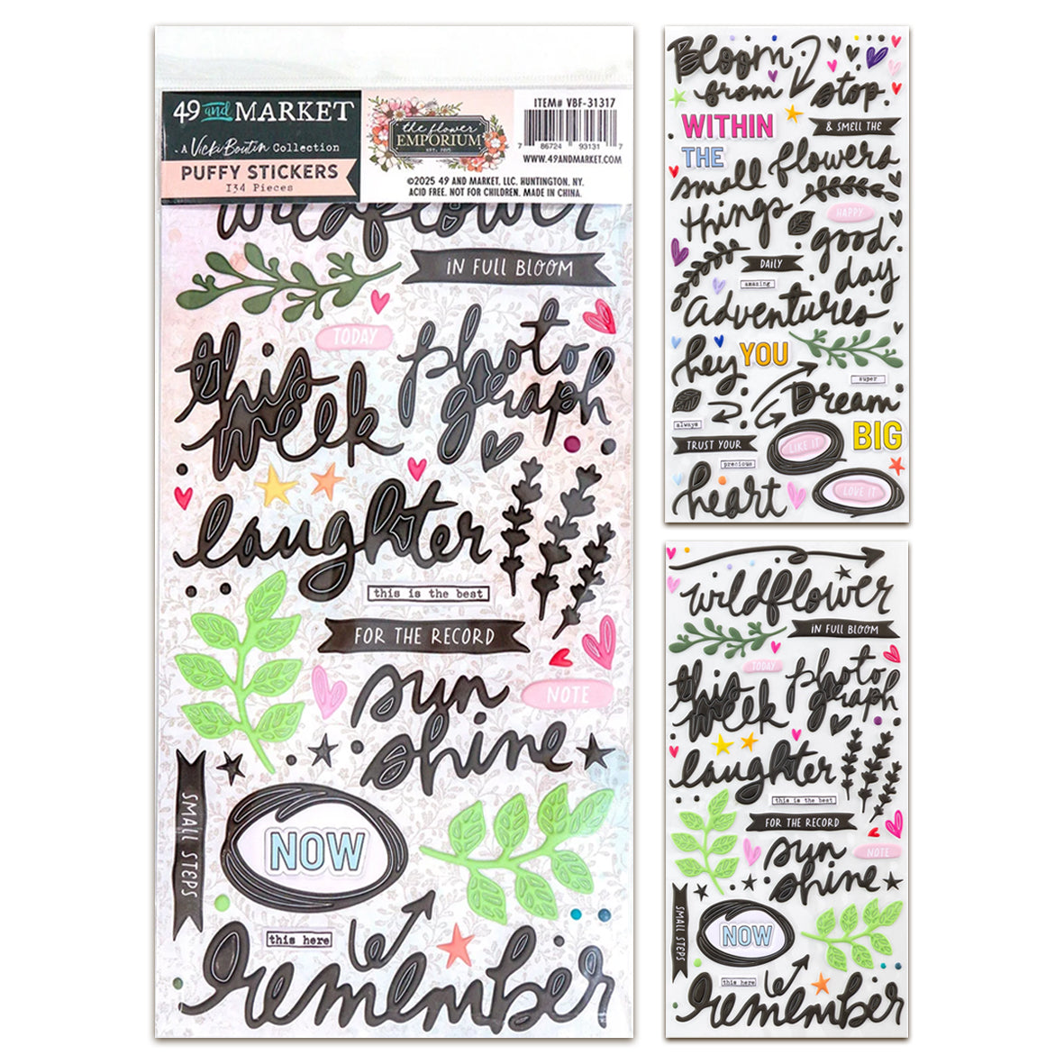 49 and Market The Flower Emporium Puffy Stickers