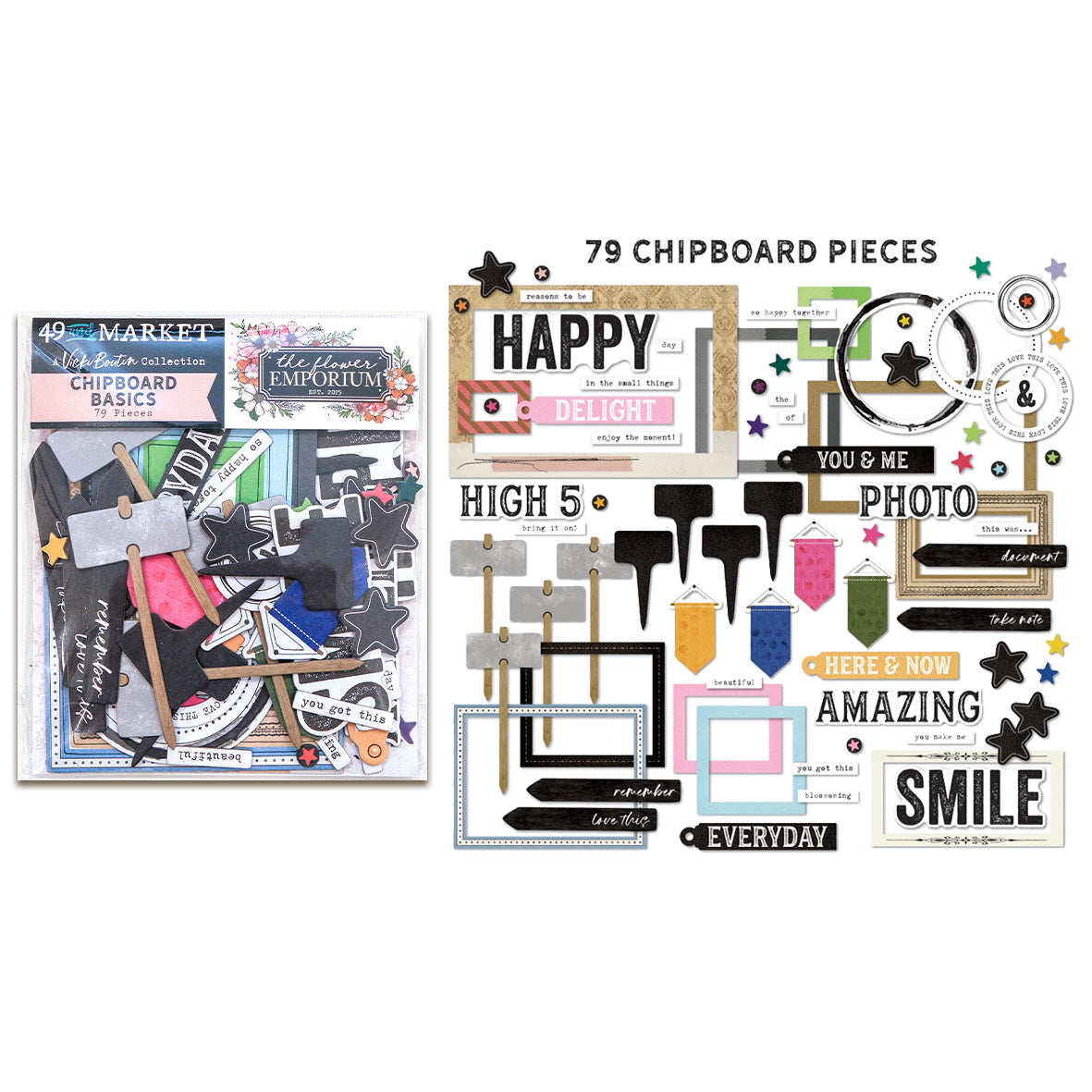49 and Market The Flower Emporium Chipboard Basics