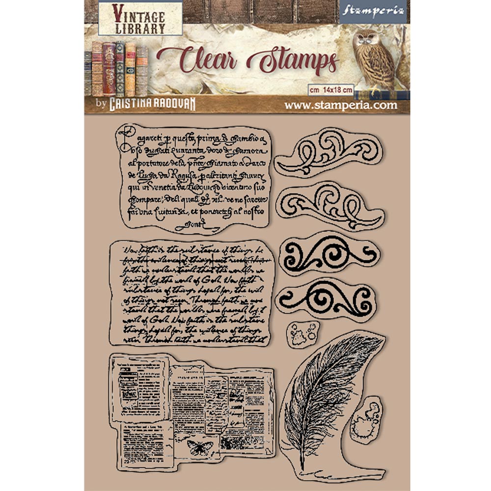 Stamperia 14 cm x 18 cm Acrylic Stamp Vintage Library Calligraphy
