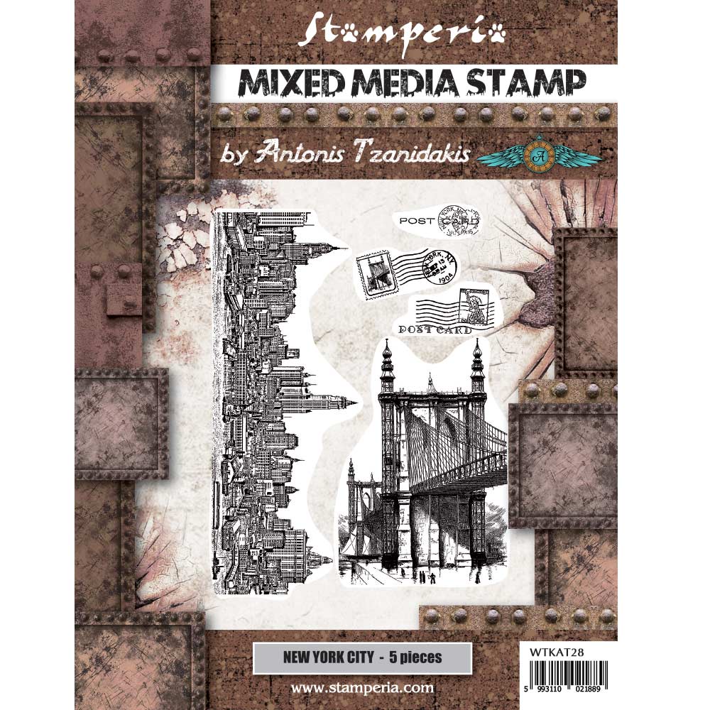 Stamperia 15 cm x 20 cm Mixed Media Stamp Sir Vagabond Aviator New York City