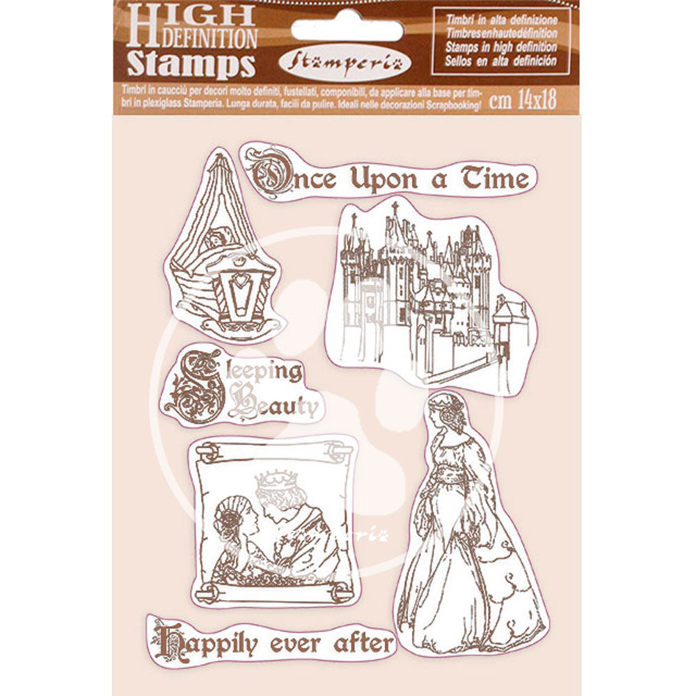 Stamperia 14 cm x 18 cm HD Rubber Stamp Sleeping Beauty Once Upon a Time