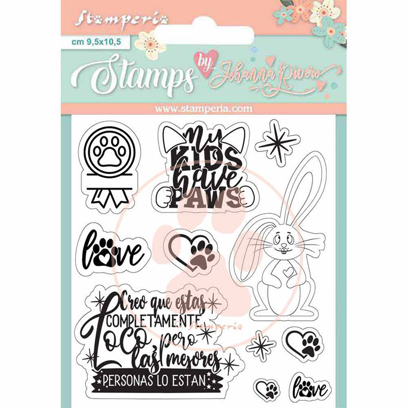 Stamperia 9.5 cm x 10.5 cm Acrylic Stamp Circle Of Love Rabbit