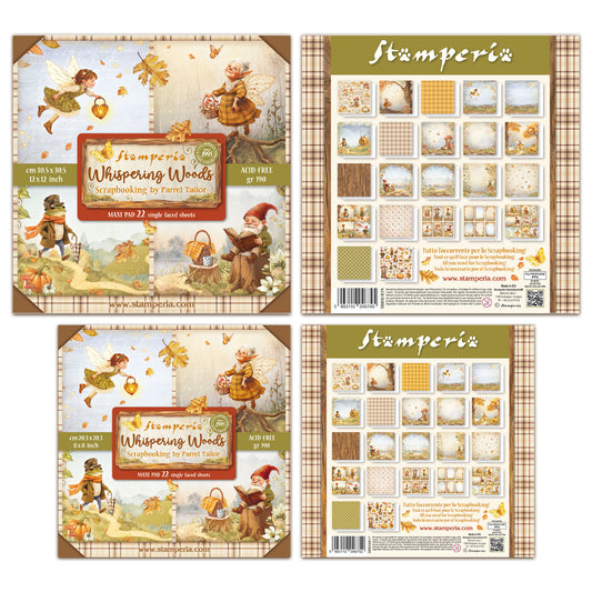 Stamperia Whispering Woods 12x12" & 8x8" Maxi Paper Pad Bundle