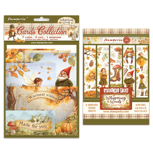 Stamperia Whispering Woods Cards & Washi Pad Bundle