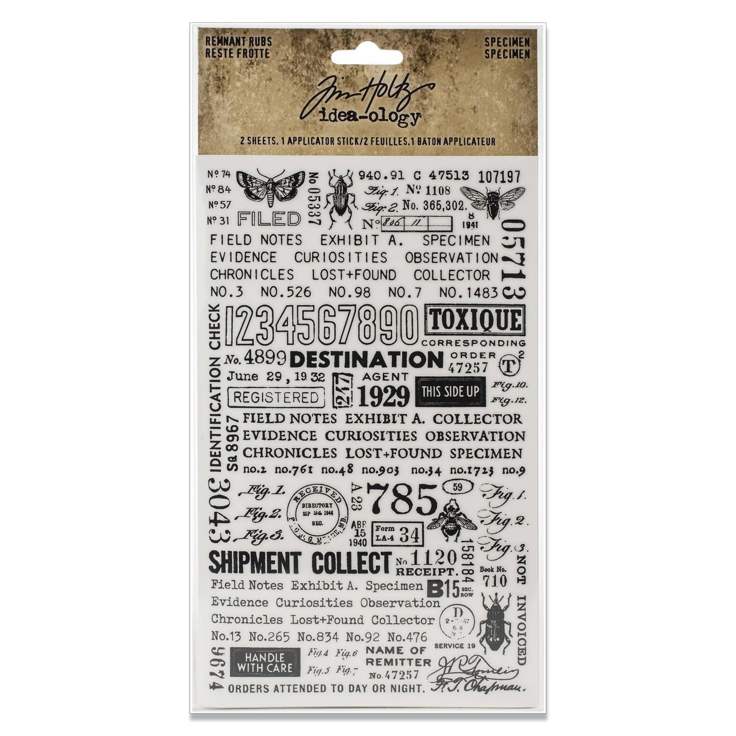 Idea-ology Tim Holtz Remnant Rubs Rub - Ons 4.75"x7.75" - Specimen - 2 Pcs