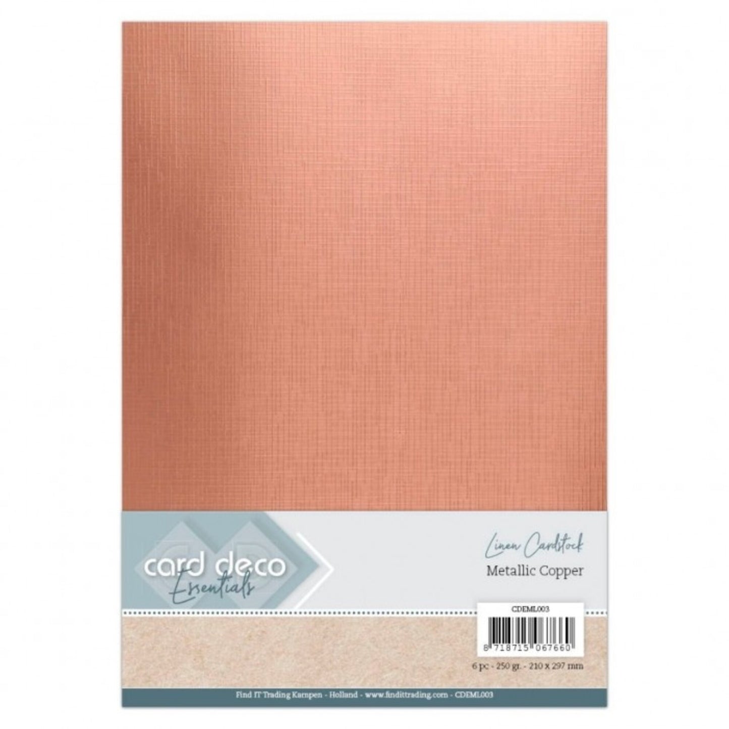 Card Deco Linen Cardstock A4 Metallic Copper (6pcs)
