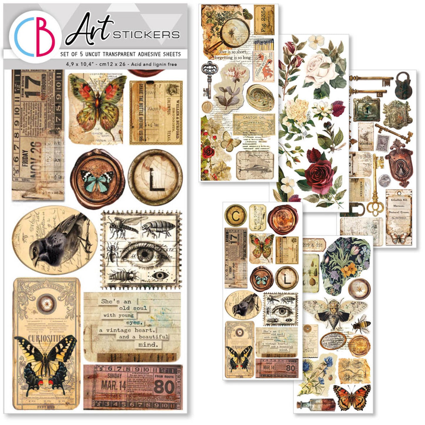 Ciao Bella Cabinet of Curiosities Transparent Adhesive Sheets (5pcs)