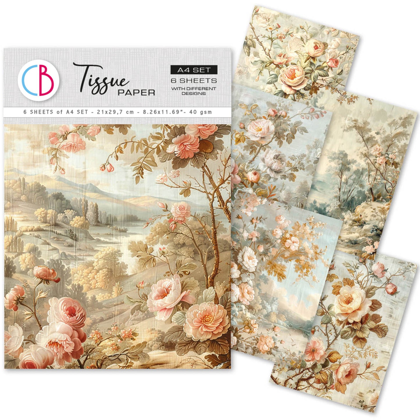 Ciao Bella Tissue Paper A4 18th Century (6pcs)