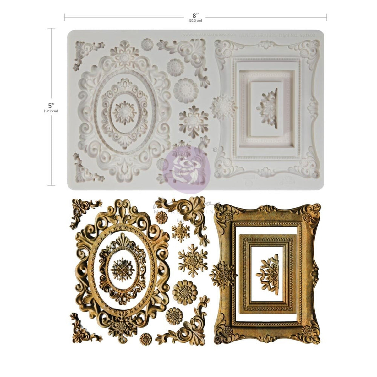 Prima Marketing Finnabair Winter Frames 5x8 Inch Decor Moulds