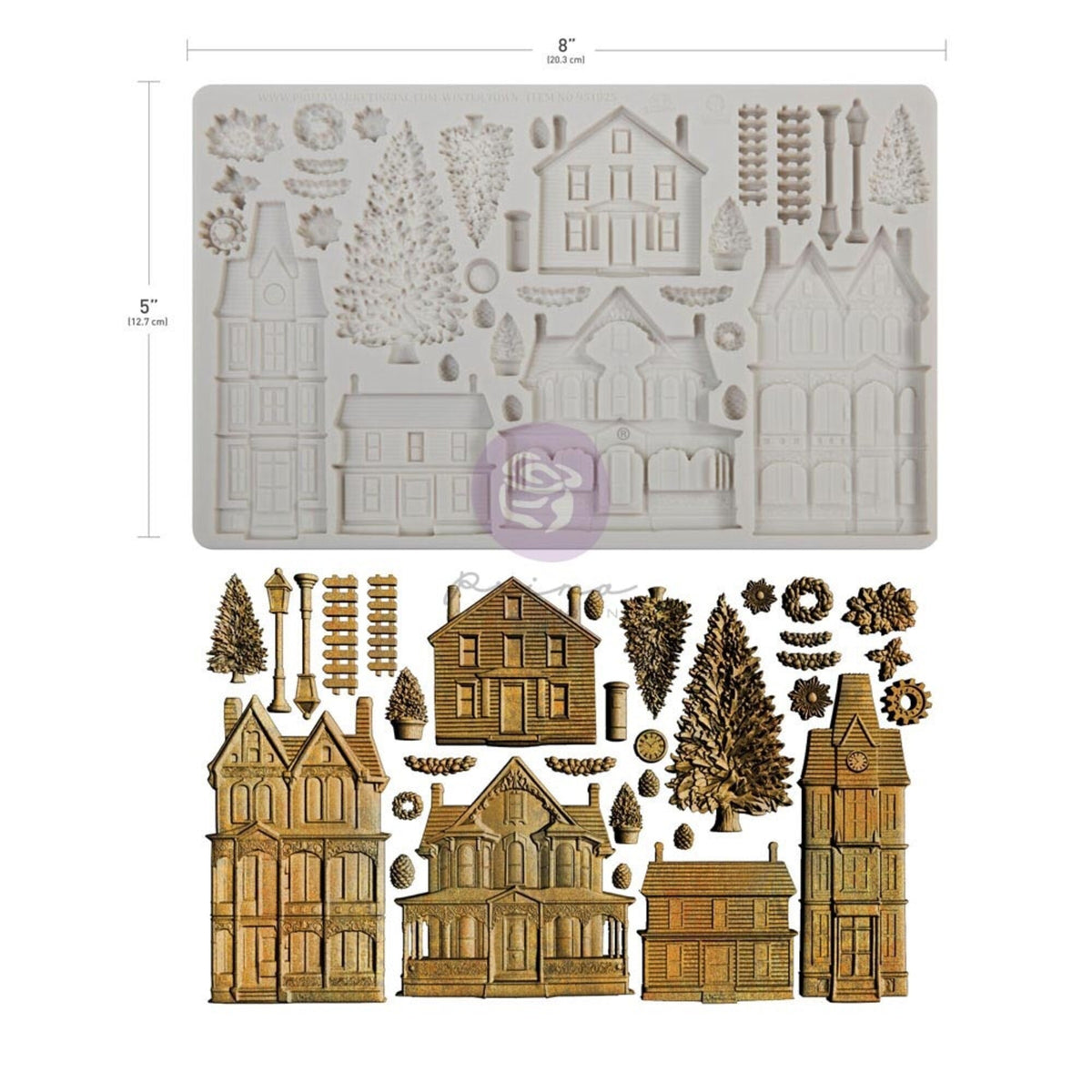 Prima Marketing Finnabair Winter Town 5x8 Inch Decor Moulds